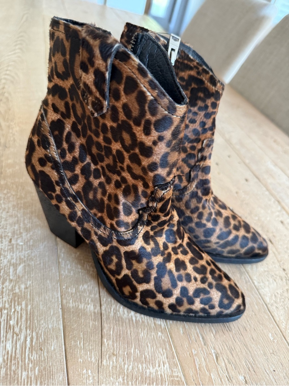 All Saints Leopard Print Real Fur Ankle Boots in Brown and Black NWT 7 euro 37
